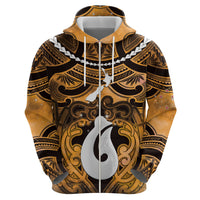 Personalised Maori Matariki Hei Matau Kowhai Zip Hoodie Maori Kowhaiwhai Pattern Galaxy LT01 - Polynesian Pride
