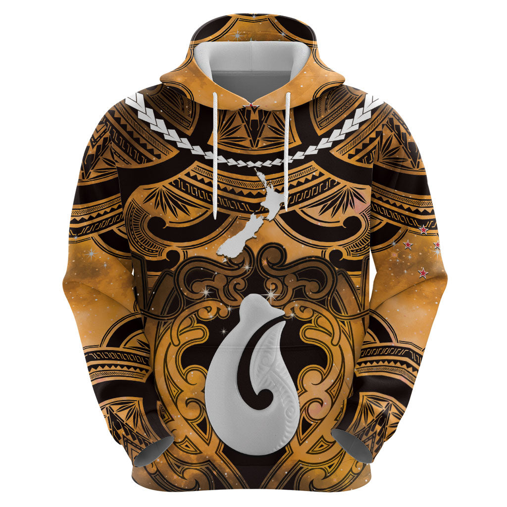 Personalised Maori Matariki Hei Matau Kowhai Zip Hoodie Maori Kowhaiwhai Pattern Galaxy LT01 - Polynesian Pride
