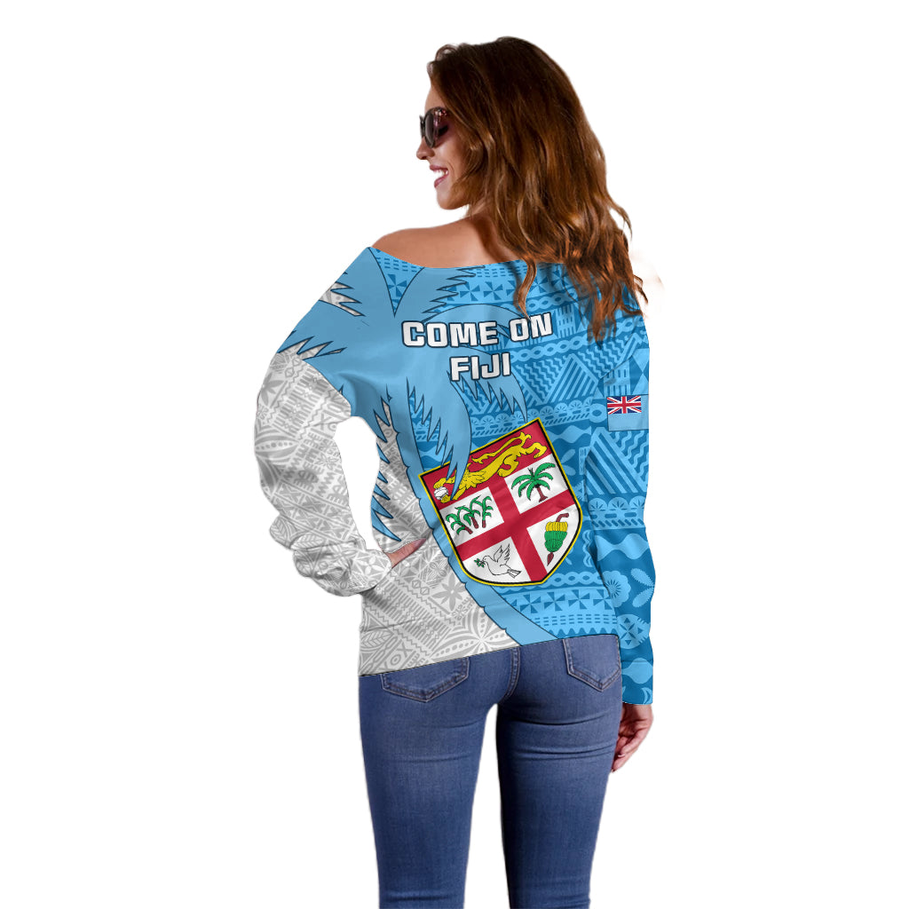 Fiji Rugby Off Shoulder Sweater Come On Fijian Tapa Pattern LT01 - Polynesian Pride