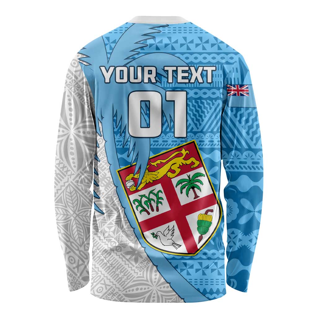 Custom Fiji Rugby Long Sleeve Shirt Come On Fijian Tapa Pattern LT01