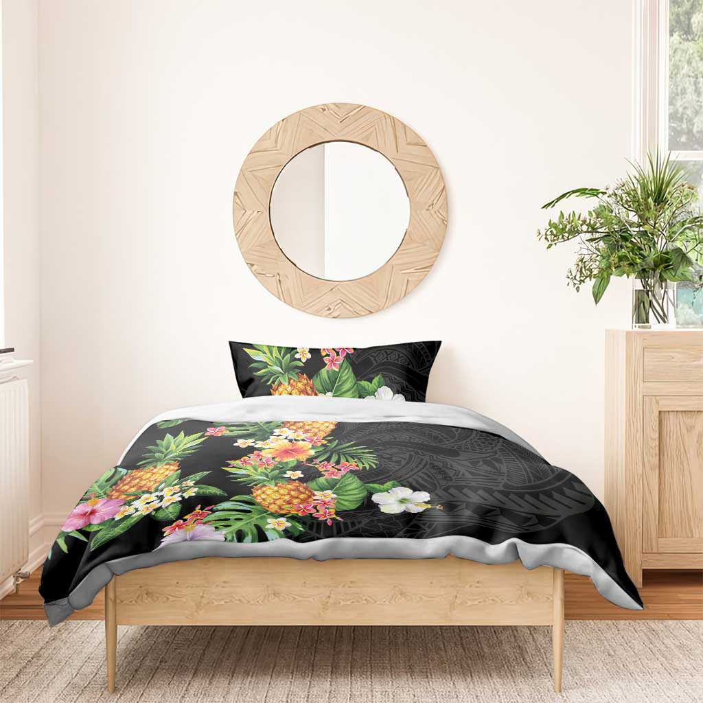Hawaii Pineapple Tropical Bedding Set Colorful Hibiscus Plumeria