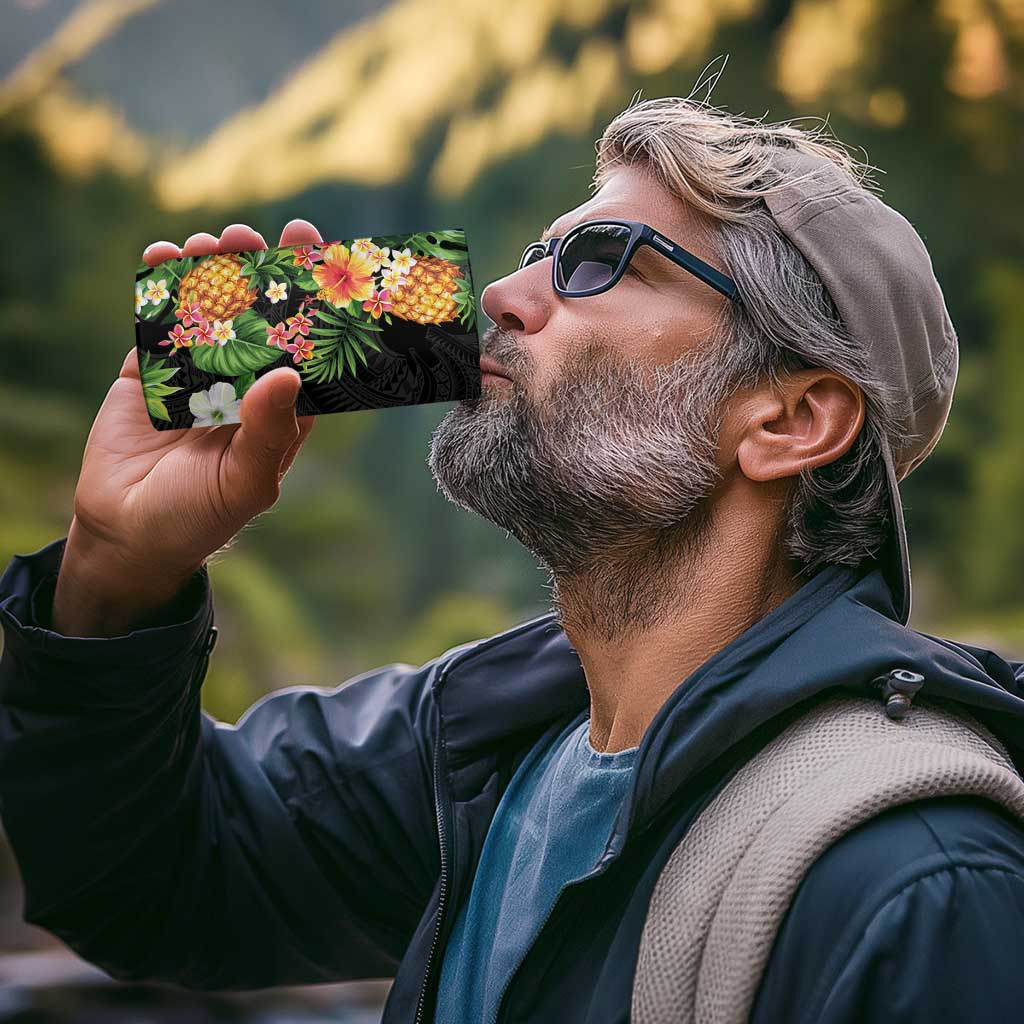 Hawaii Pineapple Tropical 4 in 1 Can Cooler Tumbler Colorful Hibiscus Plumeria
