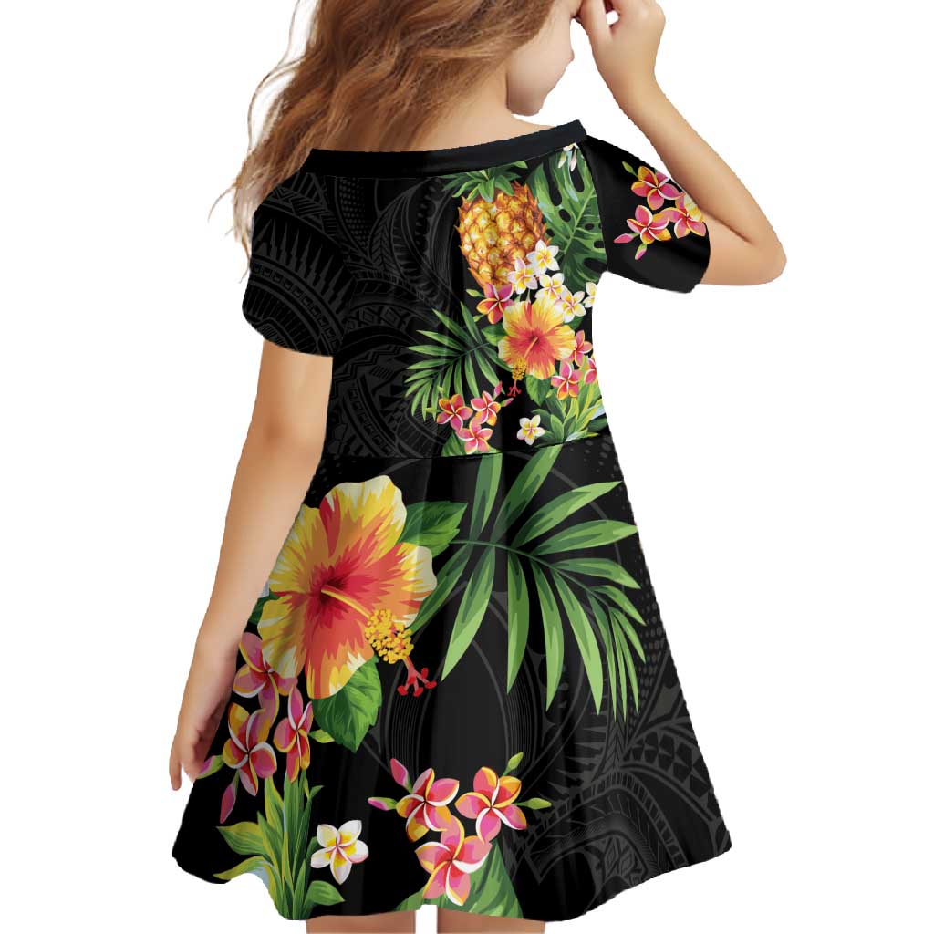 Hawaii Pineapple Tropical Family Matching Mermaid Dress and Hawaiian Shirt Colorful Hibiscus Plumeria