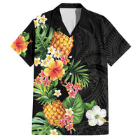 Hawaii Pineapple Tropical Family Matching Off Shoulder Short Dress and Hawaiian Shirt Colorful Hibiscus Plumeria