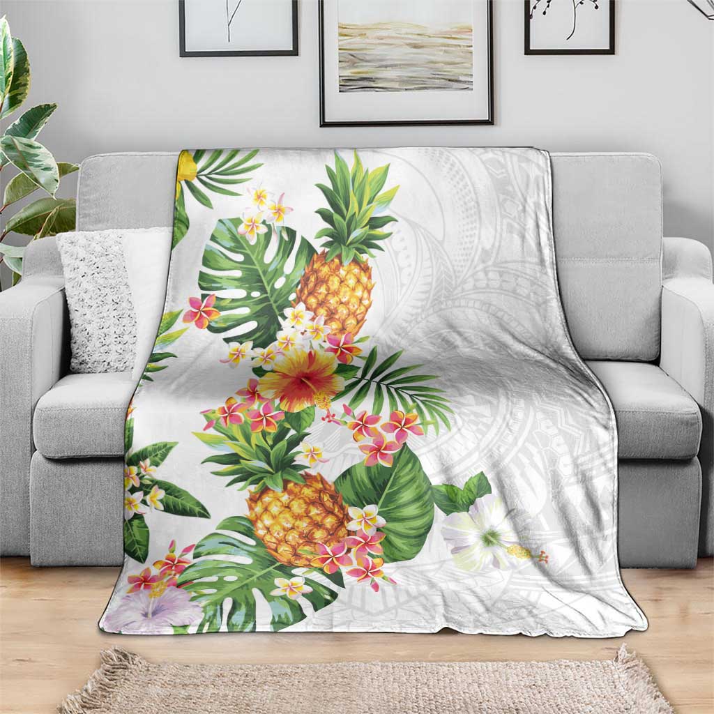 Hawaii Pineapple Tropical Blanket Luminous Hibiscus Plumeria