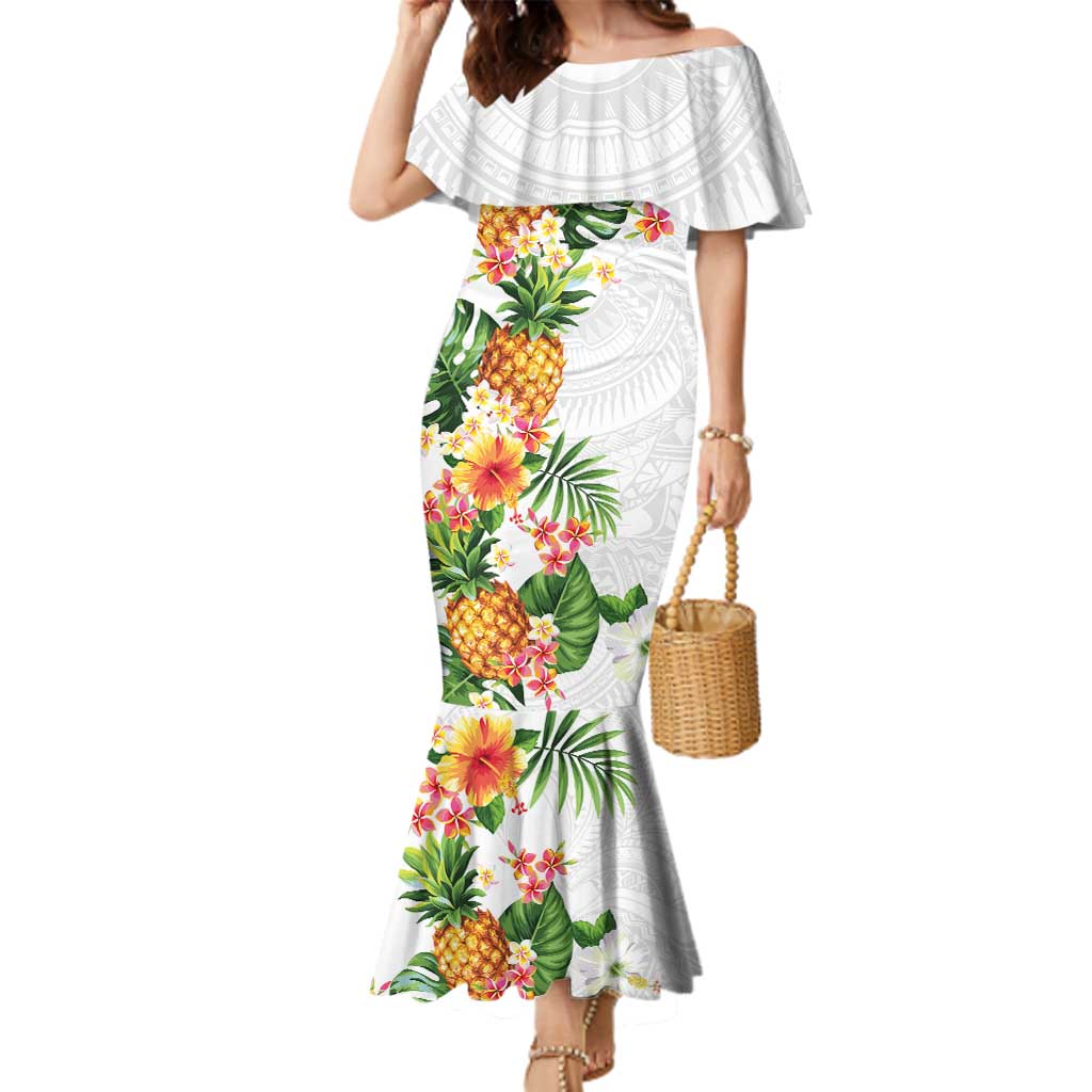 Hawaii Pineapple Tropical Family Matching Mermaid Dress and Hawaiian Shirt Luminous Hibiscus Plumeria