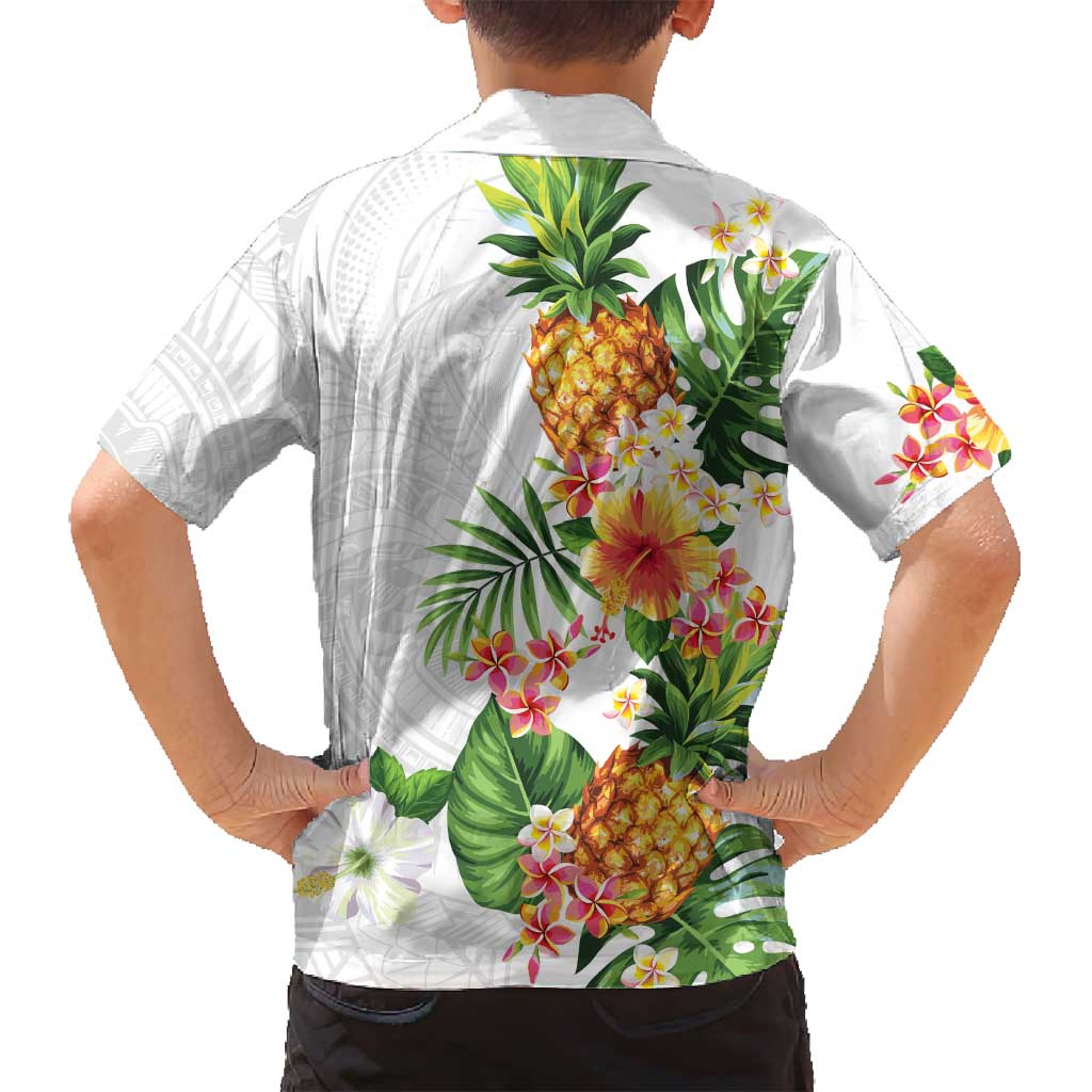 Hawaii Pineapple Tropical Family Matching Summer Maxi Dress and Hawaiian Shirt Luminous Hibiscus Plumeria