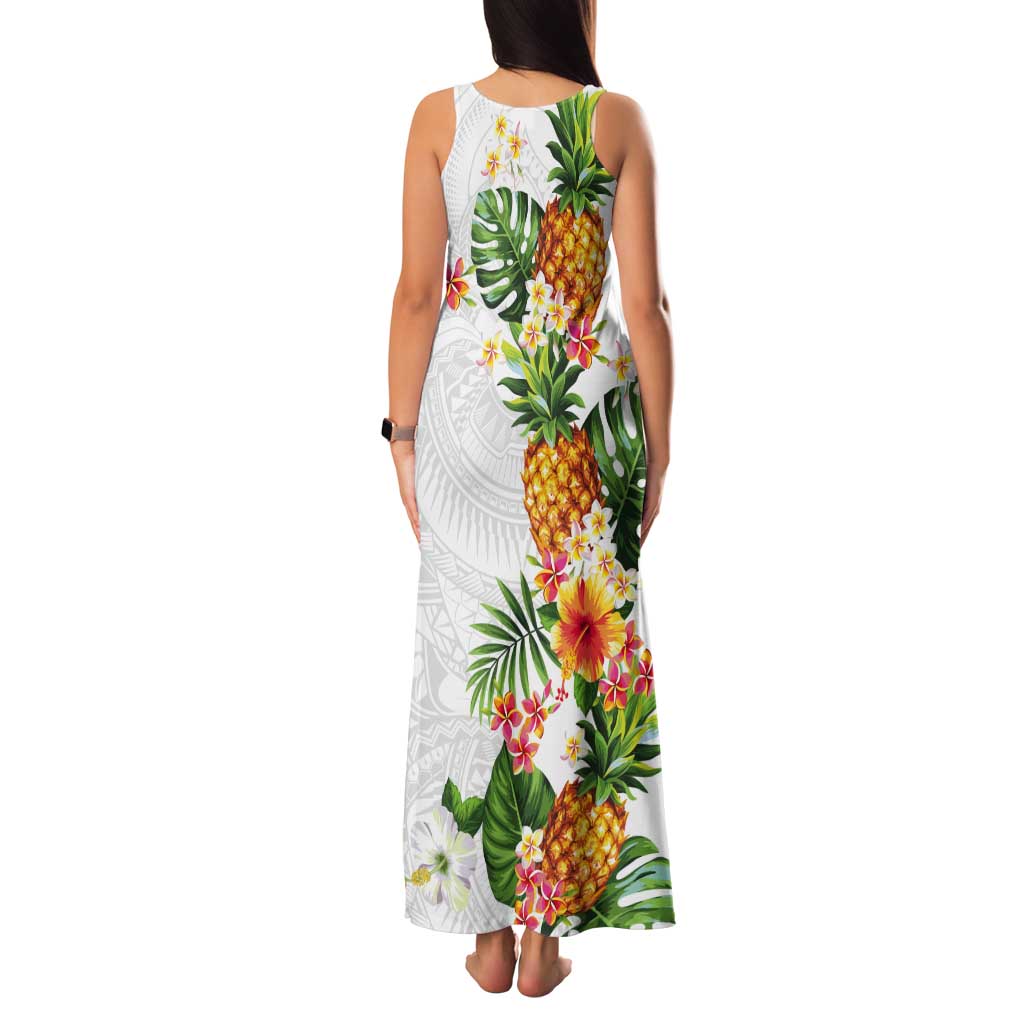 Hawaii Pineapple Tropical Tank Maxi Dress Luminous Hibiscus Plumeria