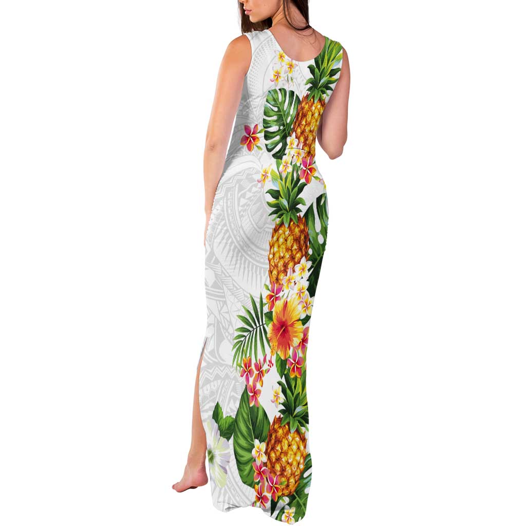 Hawaii Pineapple Tropical Tank Maxi Dress Luminous Hibiscus Plumeria