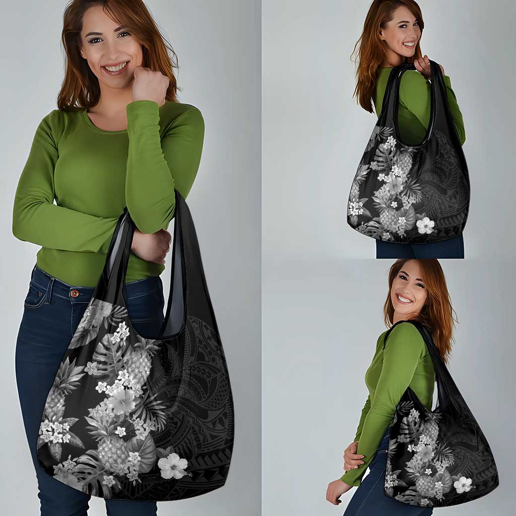 Hawaii Pineapple Tropical Grocery Bag Neutral Hibiscus Plumeria