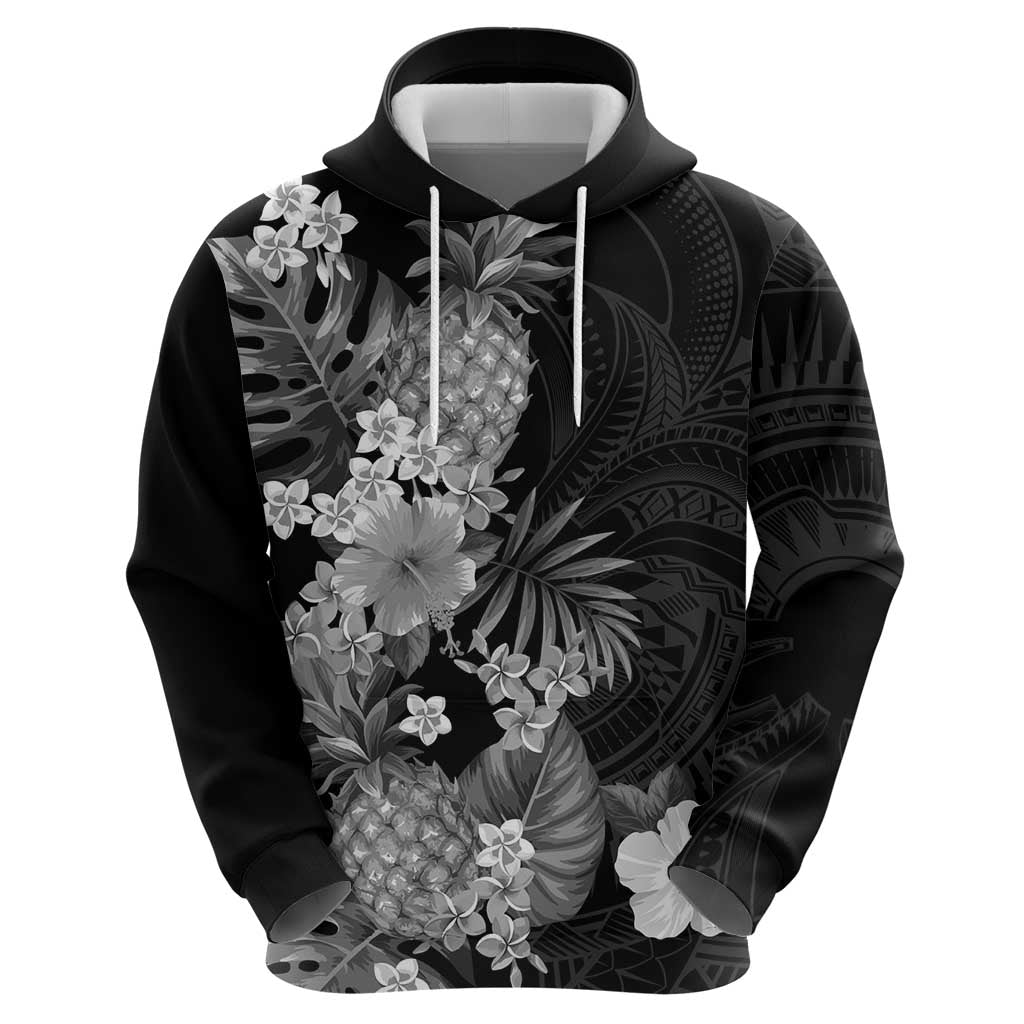 Hawaii Pineapple Tropical Hoodie Neutral Hibiscus Plumeria