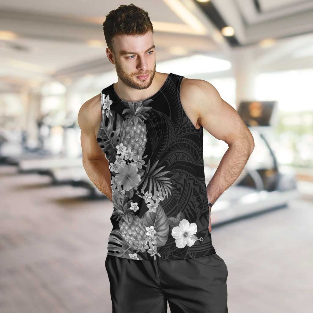 Hawaii Pineapple Tropical Men Tank Top Neutral Hibiscus Plumeria