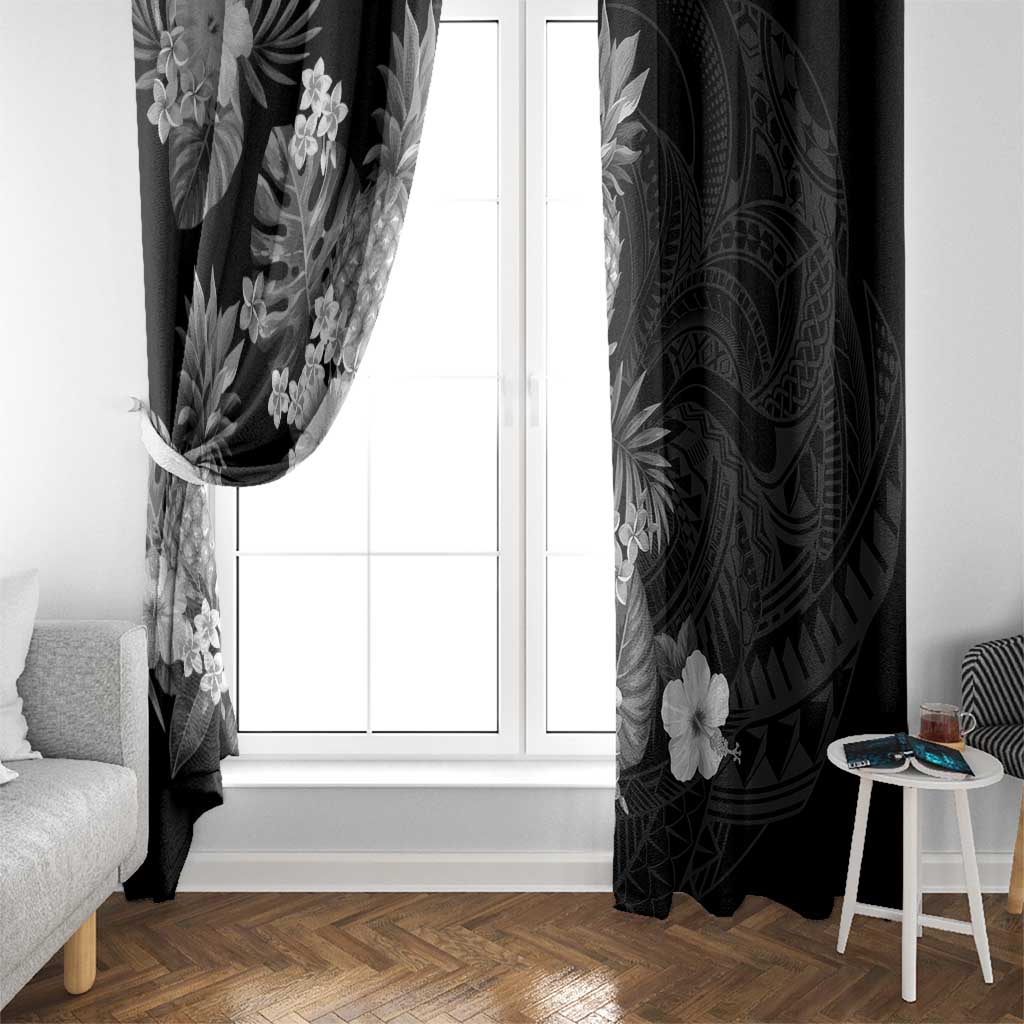 Hawaii Pineapple Tropical Window Curtain Neutral Hibiscus Plumeria