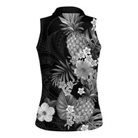 Hawaii Pineapple Tropical Women Sleeveless Polo Shirt Neutral Hibiscus Plumeria LT01 - Polynesian Pride