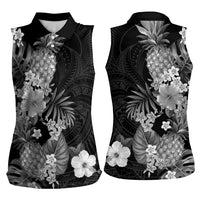 Hawaii Pineapple Tropical Women Sleeveless Polo Shirt Neutral Hibiscus Plumeria LT01 - Polynesian Pride