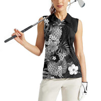 Hawaii Pineapple Tropical Women Sleeveless Polo Shirt Neutral Hibiscus Plumeria LT01 - Polynesian Pride