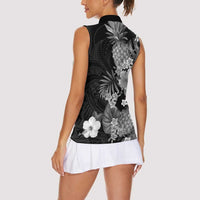 Hawaii Pineapple Tropical Women Sleeveless Polo Shirt Neutral Hibiscus Plumeria LT01 - Polynesian Pride