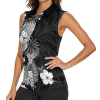 Hawaii Pineapple Tropical Women Sleeveless Polo Shirt Neutral Hibiscus Plumeria LT01 - Polynesian Pride
