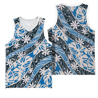 Ninamu Tahiti Tiare Monstera Basketball Jersey Polynesian Pattern Curve Style - Polynesian Pride