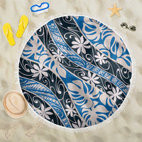 Ninamu Tahiti Tiare Monstera Beach Blanket Polynesian Pattern Curve Style - Polynesian Pride