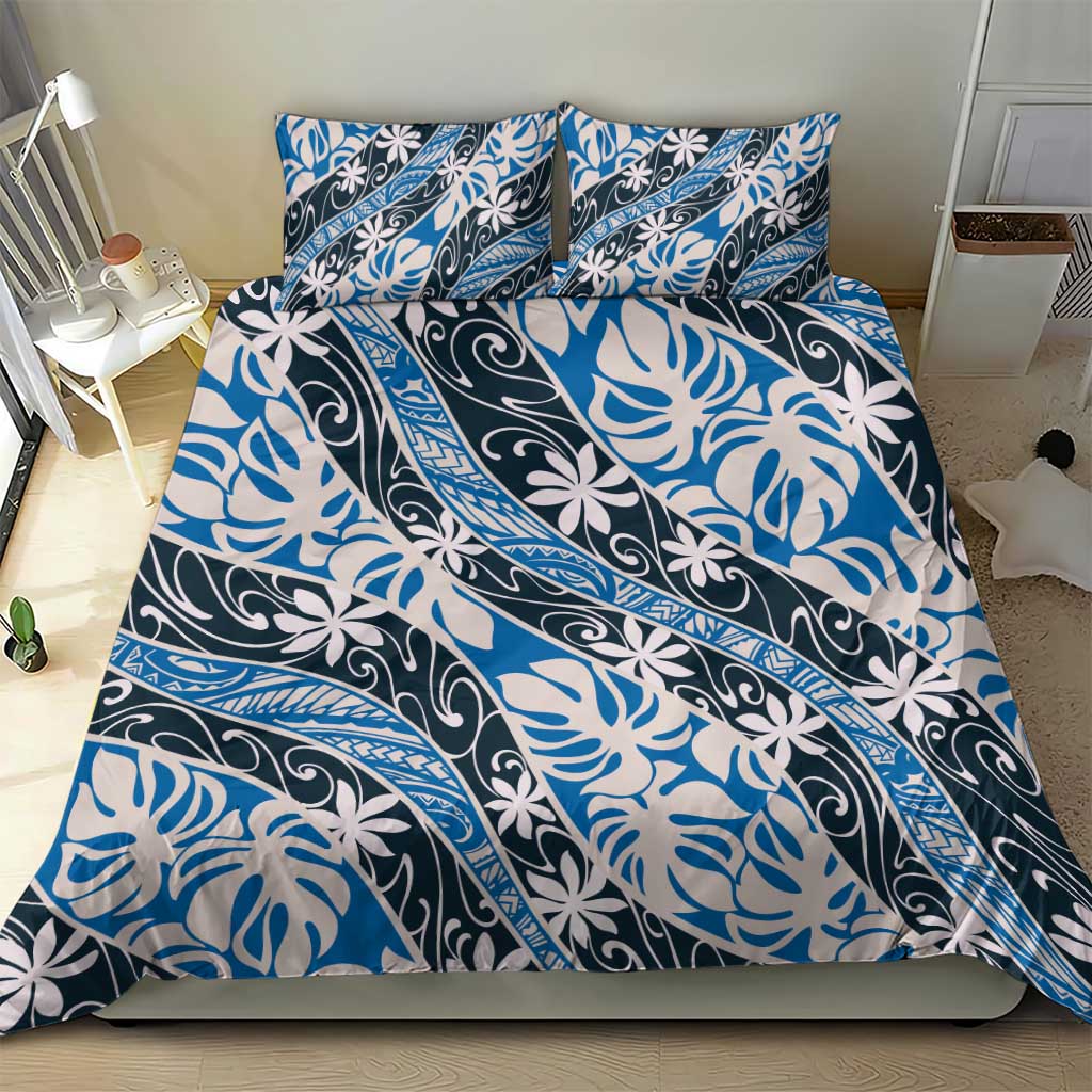 Ninamu Tahiti Tiare Monstera Bedding Set Polynesian Pattern Curve Style - Polynesian Pride