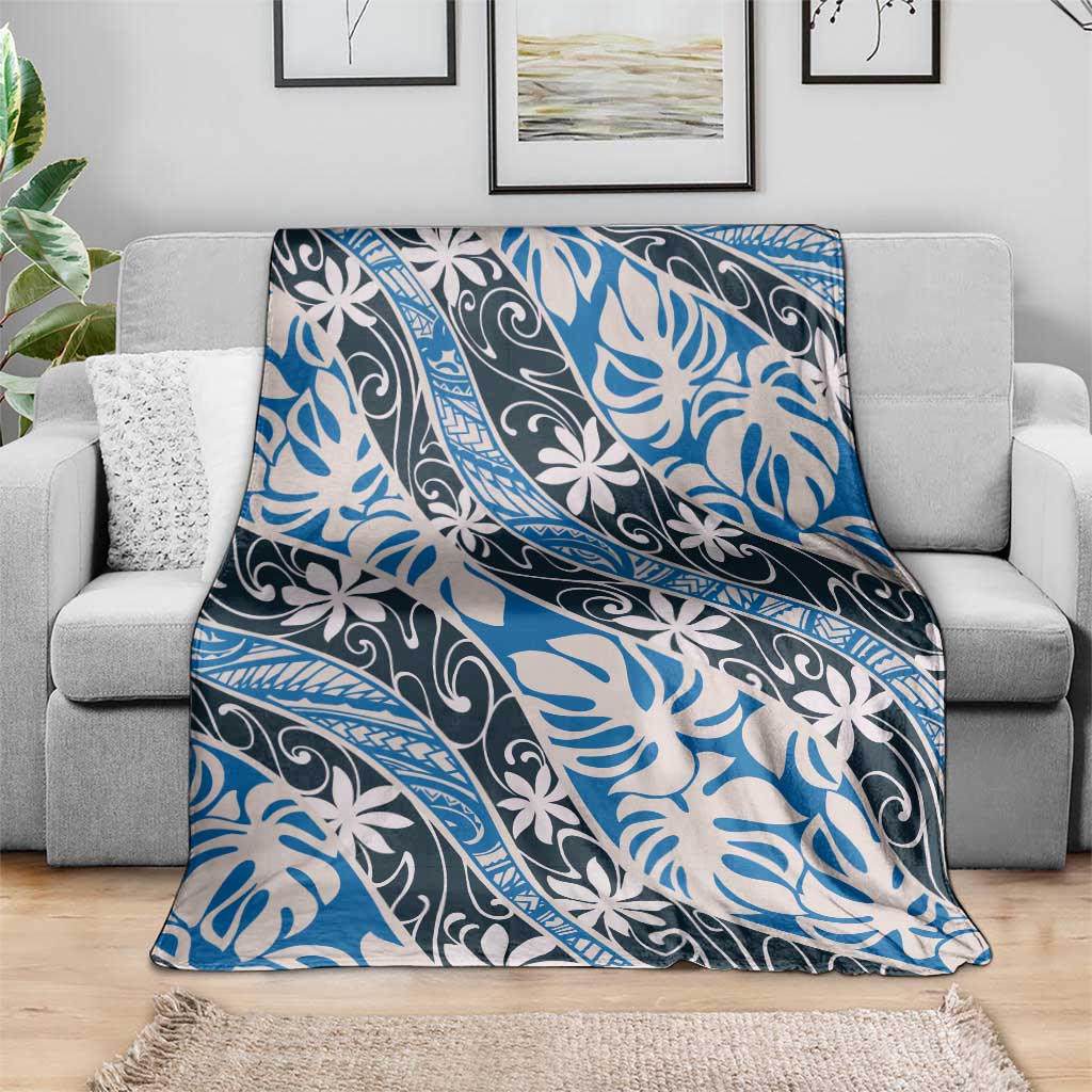 Ninamu Tahiti Tiare Monstera Blanket Polynesian Pattern Curve Style - Polynesian Pride
