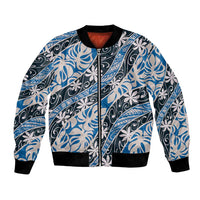 Ninamu Tahiti Tiare Monstera Bomber Jacket Polynesian Pattern Curve Style - Polynesian Pride
