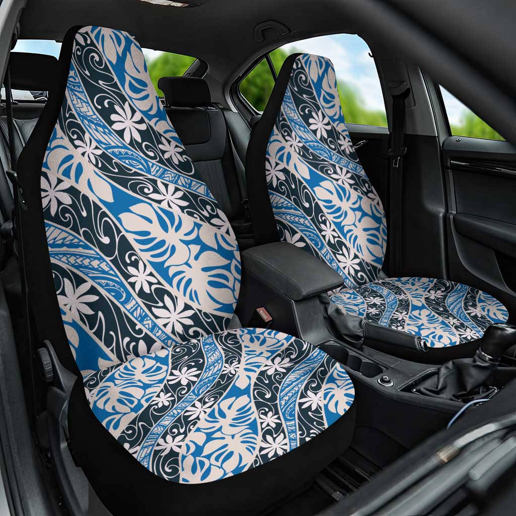 Ninamu Tahiti Tiare Monstera Car Seat Cover Polynesian Pattern Curve Style - Polynesian Pride