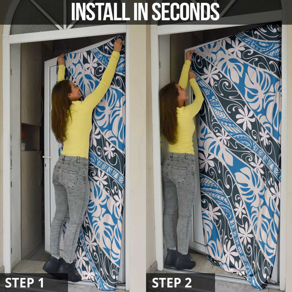 Ninamu Tahiti Tiare Monstera Door Cover Polynesian Pattern Curve Style - Polynesian Pride