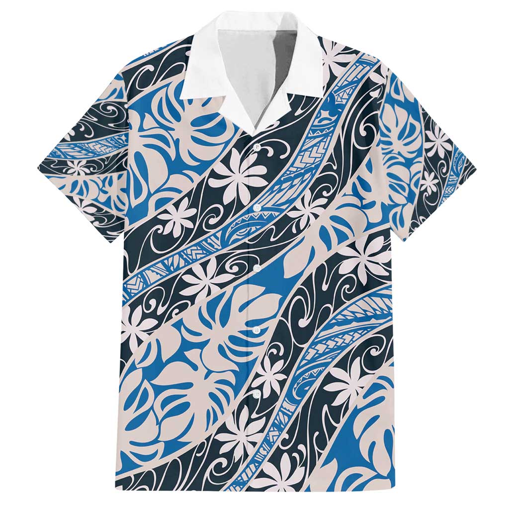 Ninamu Tahiti Tiare Monstera Family Matching Off Shoulder Maxi Dress and Hawaiian Shirt Polynesian Pattern Curve Style - Polynesian Pride