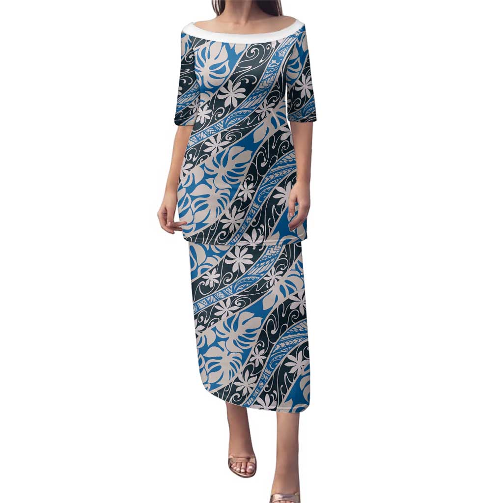 Ninamu Tahiti Tiare Monstera Family Matching Puletasi and Hawaiian Shirt Polynesian Pattern Curve Style - Polynesian Pride