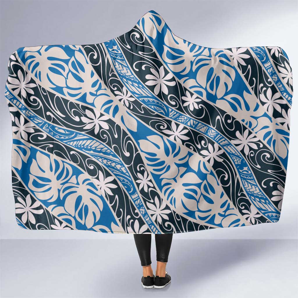 Ninamu Tahiti Tiare Monstera Hooded Blanket Polynesian Pattern Curve Style - Polynesian Pride