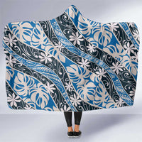 Ninamu Tahiti Tiare Monstera Hooded Blanket Polynesian Pattern Curve Style - Polynesian Pride