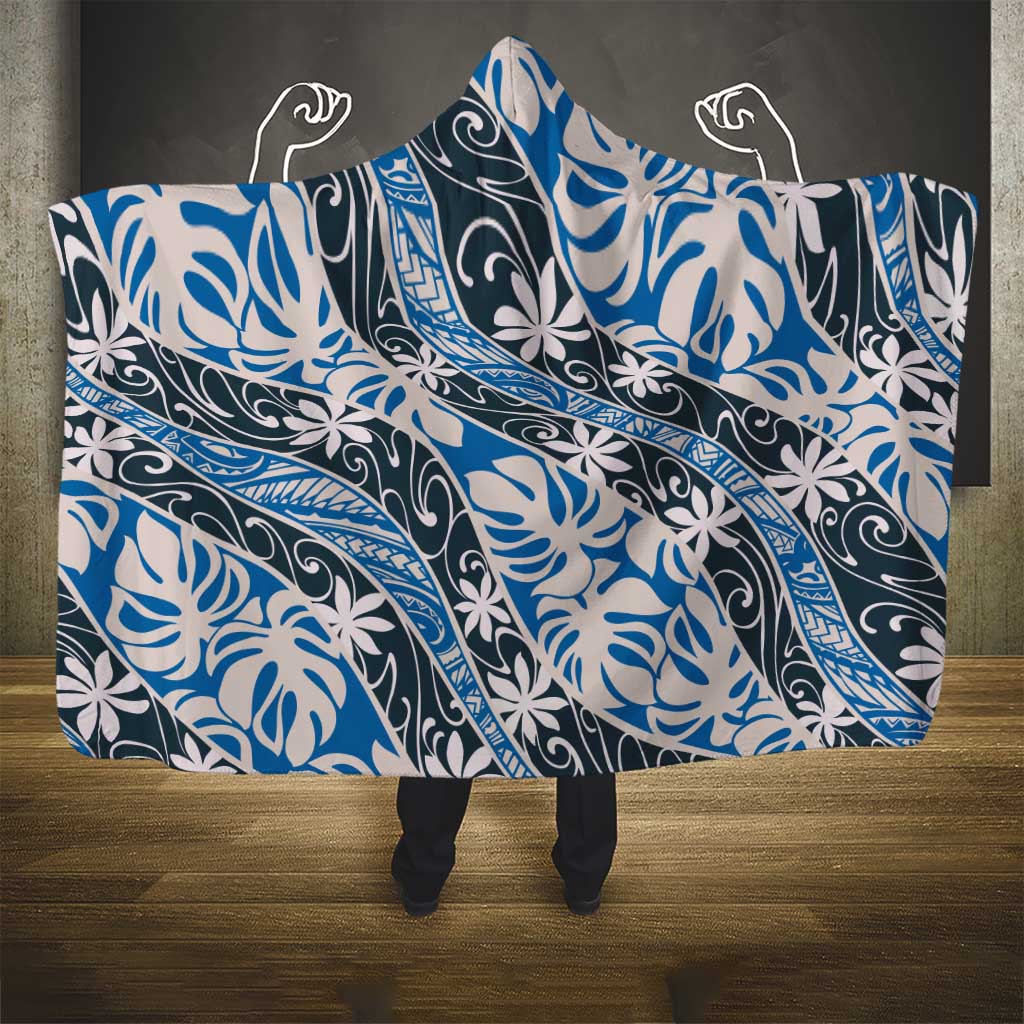Ninamu Tahiti Tiare Monstera Hooded Blanket Polynesian Pattern Curve Style - Polynesian Pride