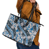 Ninamu Tahiti Tiare Monstera Leather Tote Bag Polynesian Pattern Curve Style - Polynesian Pride