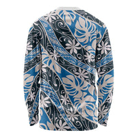 Ninamu Tahiti Tiare Monstera Long Sleeve Shirt Polynesian Pattern Curve Style - Polynesian Pride