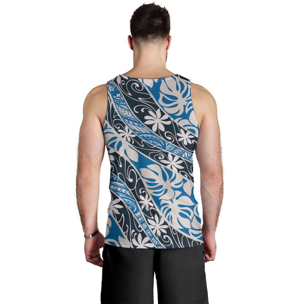 Ninamu Tahiti Tiare Monstera Men Tank Top Polynesian Pattern Curve Style - Polynesian Pride