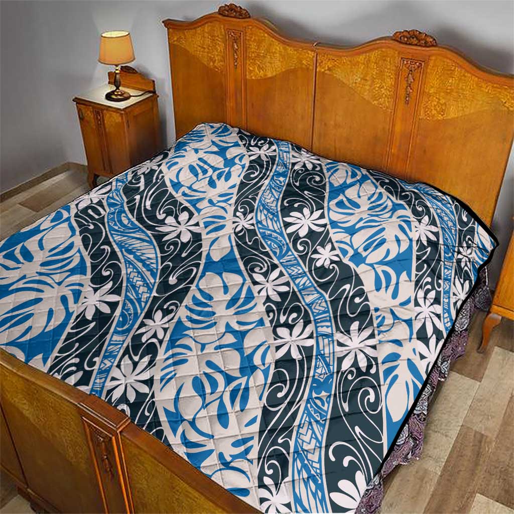 Ninamu Tahiti Tiare Monstera Quilt Polynesian Pattern Curve Style - Polynesian Pride