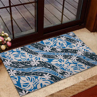 Ninamu Tahiti Tiare Monstera Rubber Doormat Polynesian Pattern Curve Style - Polynesian Pride