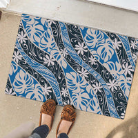Ninamu Tahiti Tiare Monstera Rubber Doormat Polynesian Pattern Curve Style - Polynesian Pride