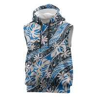 Ninamu Tahiti Tiare Monstera Sleeveless Hoodie Polynesian Pattern Curve Style - Polynesian Pride