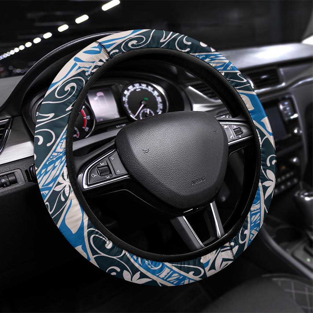 Ninamu Tahiti Tiare Monstera Steering Wheel Cover Polynesian Pattern Curve Style - Polynesian Pride