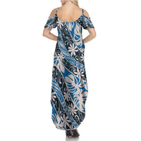 Ninamu Tahiti Tiare Monstera Summer Maxi Dress Polynesian Pattern Curve Style - Polynesian Pride
