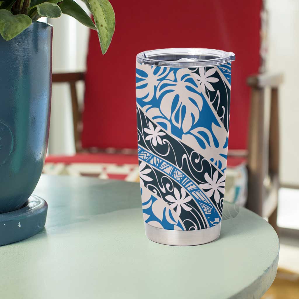 Ninamu Tahiti Tiare Monstera Tumbler Cup Polynesian Pattern Curve Style - Polynesian Pride