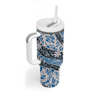 Ninamu Tahiti Tiare Monstera Tumbler With Handle Polynesian Pattern Curve Style - Polynesian Pride