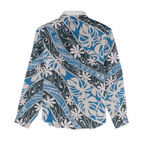 Ninamu Tahiti Tiare Monstera Women Casual Shirt Polynesian Pattern Curve Style - Polynesian Pride
