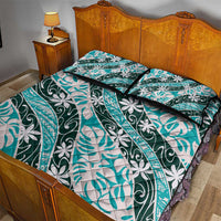 Cyan Tahiti Tiare Monstera Quilt Bed Set Polynesian Pattern Curve Style - Polynesian Pride