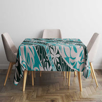 Cyan Tahiti Tiare Monstera Tablecloth Polynesian Pattern Curve Style - Polynesian Pride