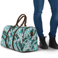 Cyan Tahiti Tiare Monstera Travel Bag Polynesian Pattern Curve Style - Polynesian Pride