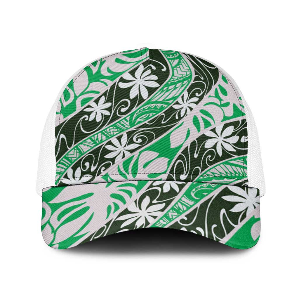 Matie Tahiti Tiare Monstera Baseball Net Cap Polynesian Pattern Curve Style - Polynesian Pride